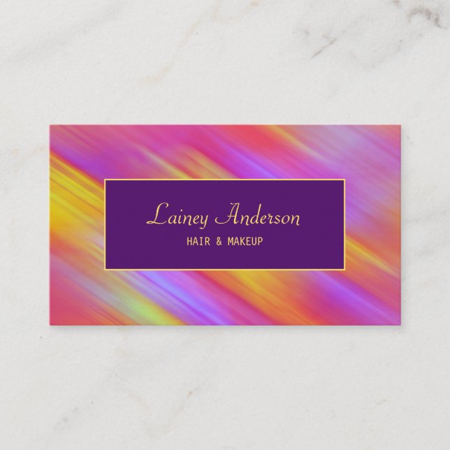 Stylish Trendy groovy neon pink yellow purple Business Card (Front)
