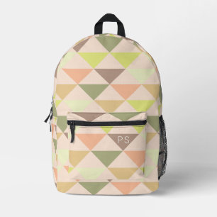 Stylish Trendy Light Pink Peach Monogram Initials Printed Backpack