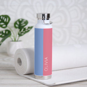 Stylish Trendy Modern Blue Pink Pastel Minimalist Water Bottle