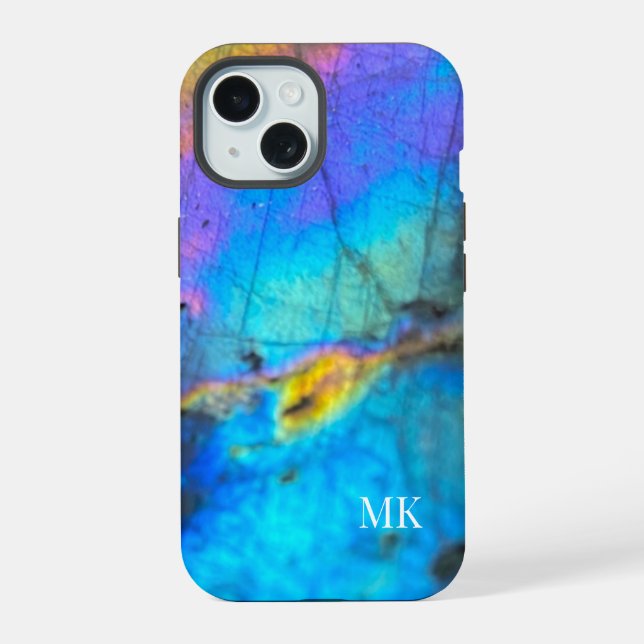 Stylish Trendy Modern Colourful Initial Monogram iPhone 15 Case (Back)