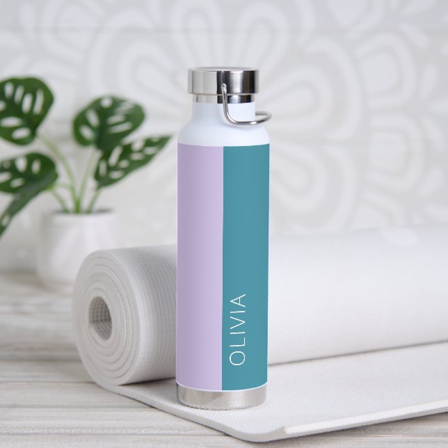 Stylish Trendy Modern Lavender Teal Pastel Minimal Water Bottle (Yoga)