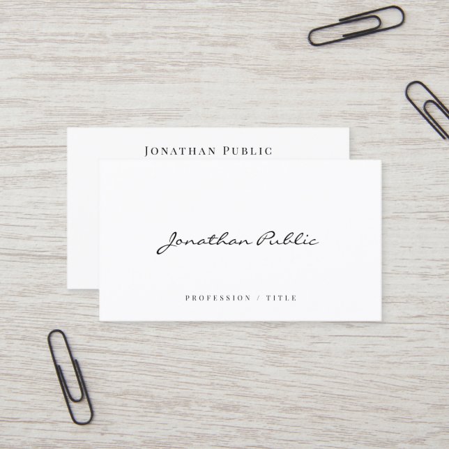 Stylish Trendy Modern Minimalist Template Script Business Card (Front/Back In Situ)