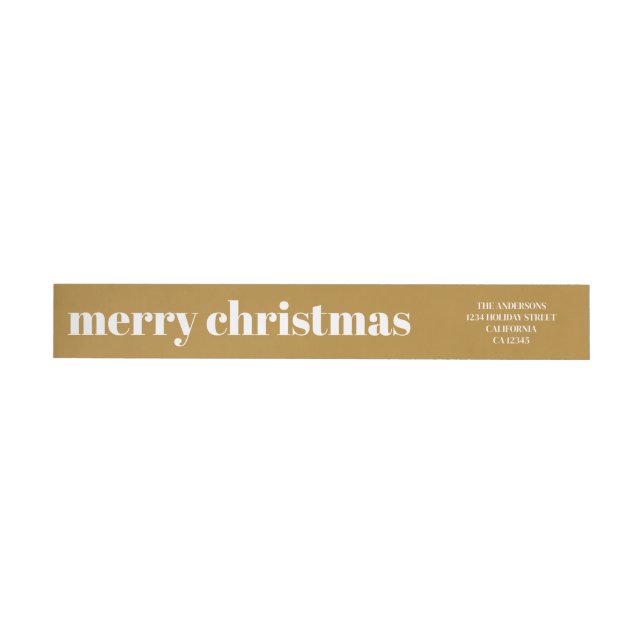 Stylish Trendy Mustard Gold Merry Christmas Wrap Around Label (Individual)