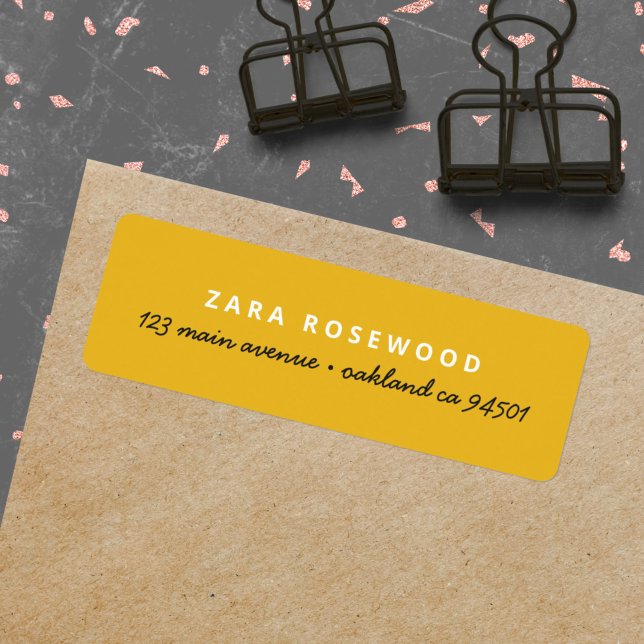 Stylish Trendy Mustard Yellow Return Address Label (A fun modern pre-addressed label in mustard yellow for cool and trendy everyday mailing)