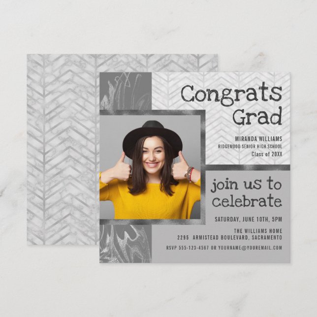 Stylish Trendy Photo Template Graduation Party (Front/Back)