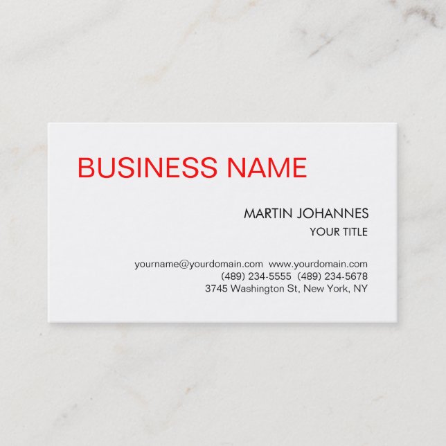 Stylish Trendy Red Black White Business Card (Front)