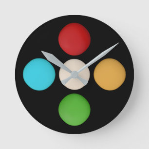 Stylish Trendy Red Yellow Green Blue Dots Round Clock