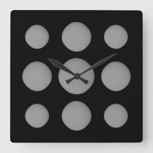 Stylish Trendy Space Gray Dots Square Wall Clock