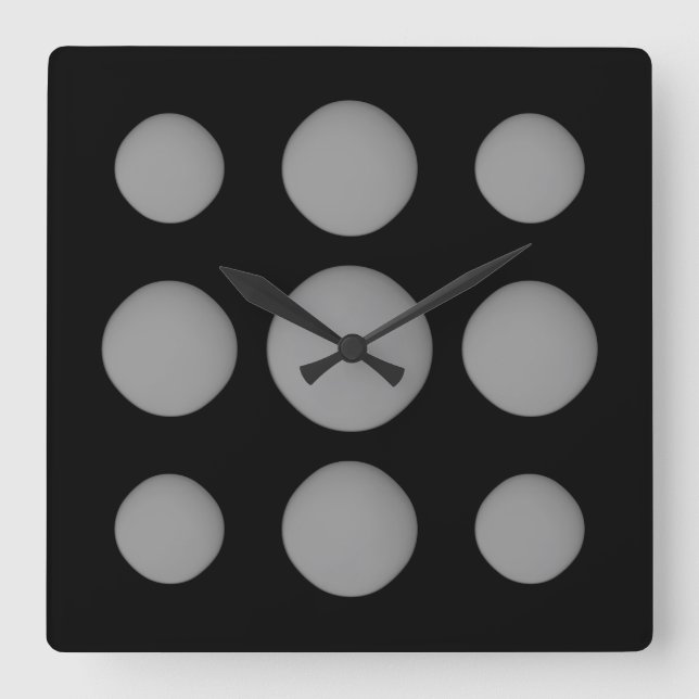 Stylish Trendy Space Gray Dots Square Wall Clock (Front)