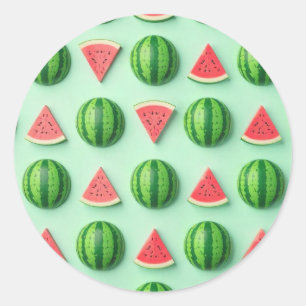 Stylish Trendy Watercolor Watermelon  Classic Round Sticker