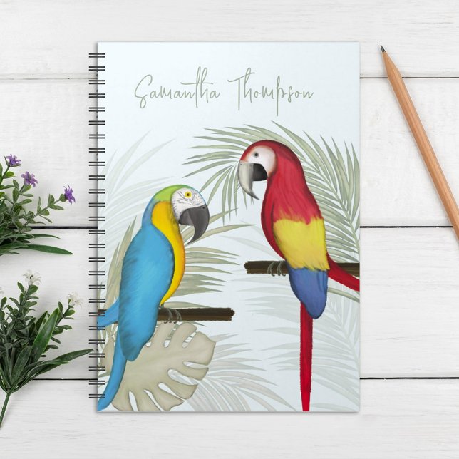 Stylish Tropical Birds Cute Trendy Calligraphy  Notebook (Creator Uploaded)