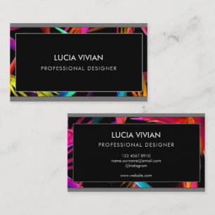 Stylish Tropical Black Modern Professional Business Card