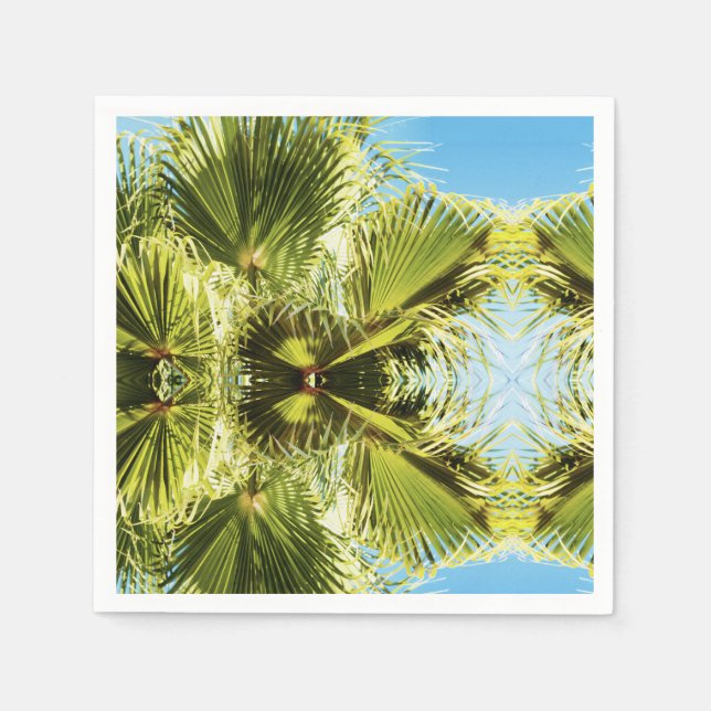 Stylish Tropical Green Palm Tree Leaf Paper Napkin (Front)