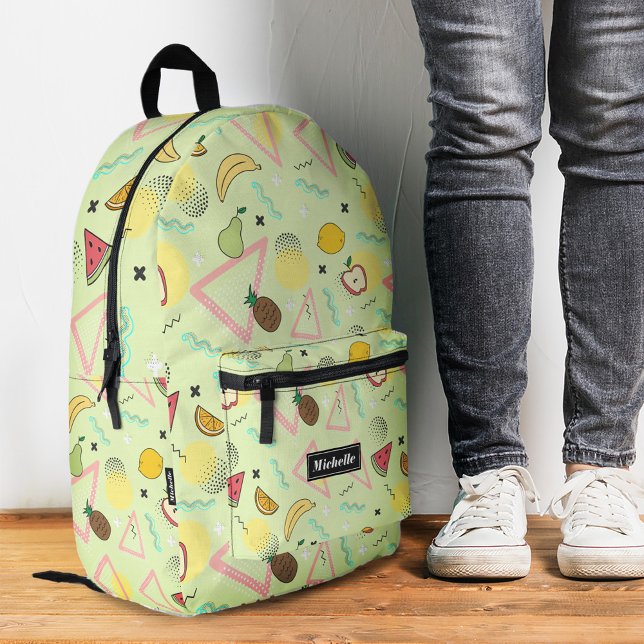 Stylish Tropical Summer Fruit Green Printed Backpack (Creator Uploaded)