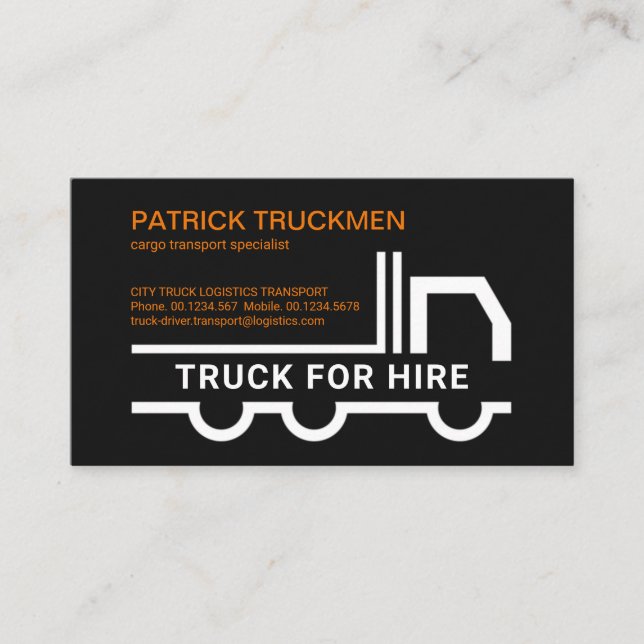 Stylish Truck Frame Cargo Haulage Business Card (Front)