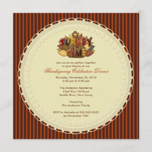 Stylish Turkey Time Thanksgiving Invitations