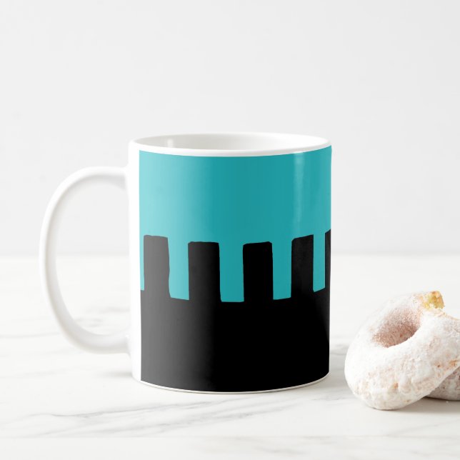 Stylish Turquoise and Black Pattern Coffee Mug (With Donut)
