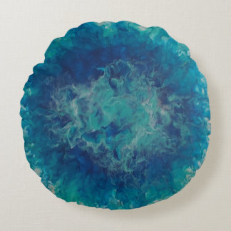 Stylish Turquoise and Blue Colour Burst Round Cushion