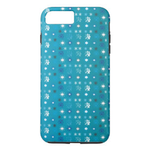 Stylish turquoise and white, stars and snowflakes iPhone 8 plus/7 plus case