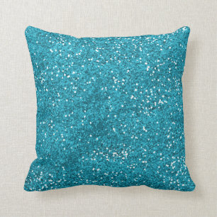Stylish Turquoise Blue Glitter Cushion