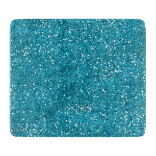 Stylish Turquoise Blue Glitter Cutting Board