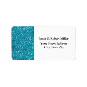 Stylish Turquoise Blue Glitter Label