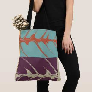 Stylish Turquoise Purple Orange Leaf Tote Bag