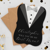 Stylish Tuxedo Best Man Wedding Proposal Card
