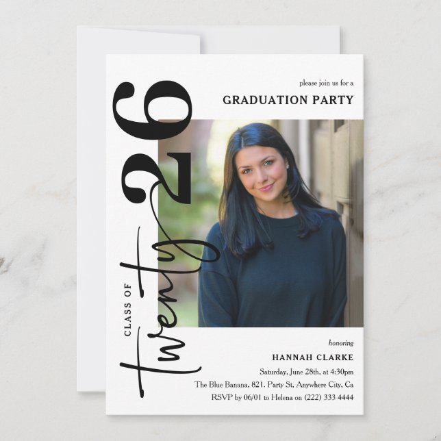 Stylish Twenty25 Photo Graduation Party Invitation (Front)