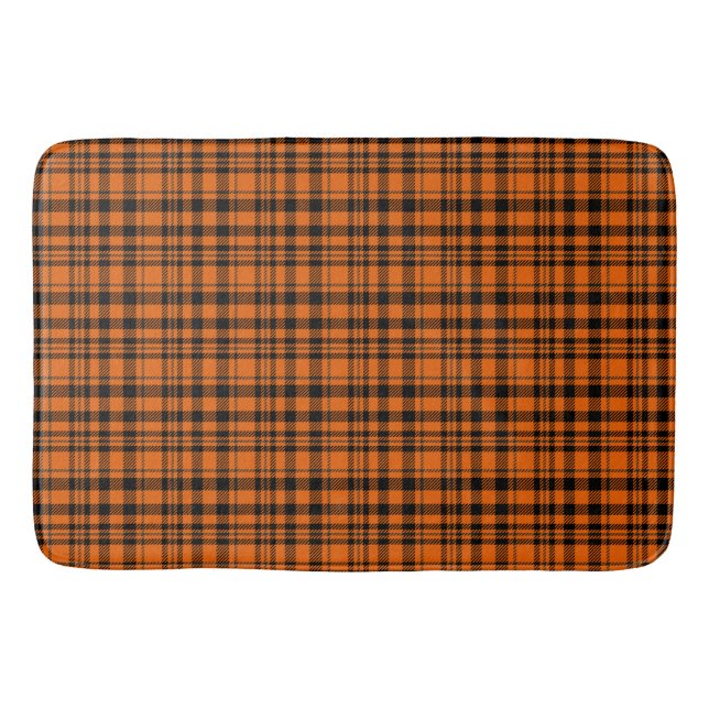 Stylish Twill Plaid Orange Black Design Pattern Bath Mat (Front)