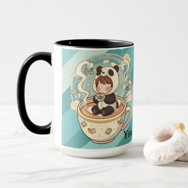 Stylish Two-Tone Panda Coffee Mug (With Donut)