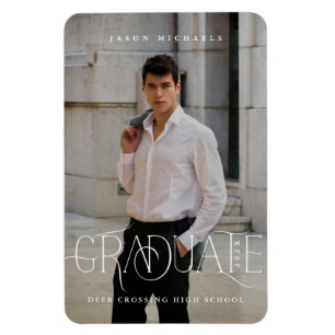 Stylish Type Photo 2023 Graduation Announcement Magnet
