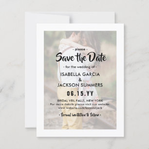 Stylish Typography Overlay Elegant 2 Photo Wedding Save The Date
