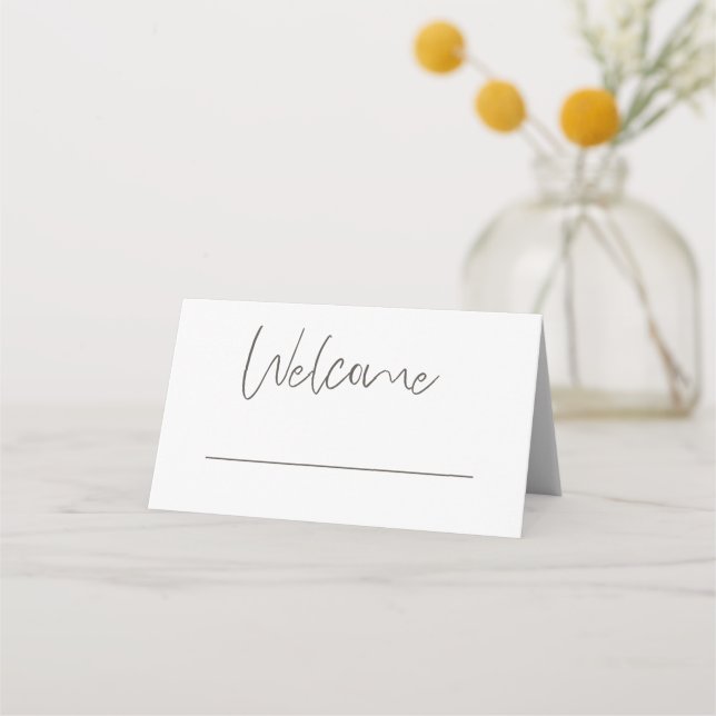 Stylish Typography Welcome Names Date Place Card (Front)