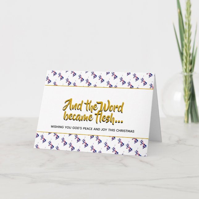 Stylish UK BRITISH Word Became Flesh CHRISTMAS Holiday Card (Front)