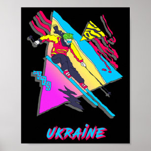 Stylish Ukraine Skiing Adventure Graphic Poster
