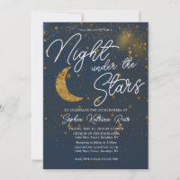 Stylish Under the Stars Blue Gold Moon Quinceañera