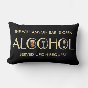 Stylish Unique Beer Wine Martini Name Lumbar Cushion
