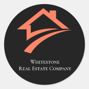 Stylish Unique Black Real Estate Agent Classic Round Sticker