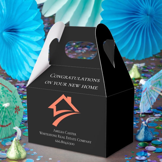 Stylish Unique Black Real Estate Agent Favour Box (Party)