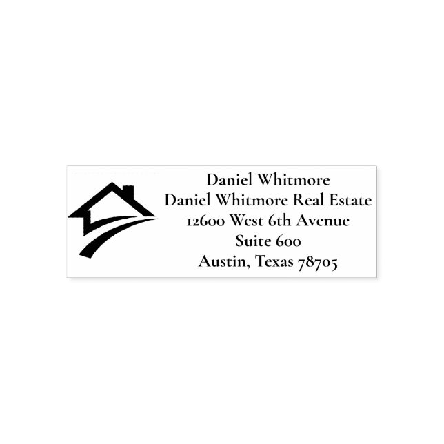 Stylish Unique Black Real Estate Agent Self-inking Stamp (Design)