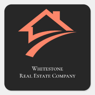 Stylish Unique Black Real Estate Agent Square Sticker
