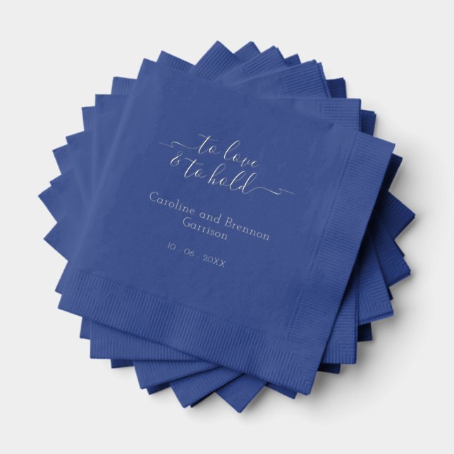 Stylish Unique Couple Names Wedding Vow Gold Foil Napkins (Insitu (Stacked))