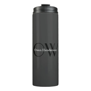 Stylish Unique Grey Black Monogram Thermal Tumbler