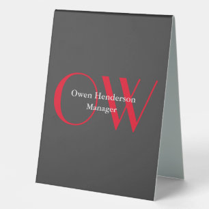 Stylish Unique Grey Red Bold Text Monogram