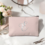 Stylish Unique Monogram Typography Blush Pink Accessory Pouch<br><div class="desc">A stylish unique monogram design featuring your name and monogram accents this custom accessory pouch with classic serifs and a more ornate script typography in a lovely layout. The three elements blend together beautifully to create your own personal branding logo. Shown here with a soft blush pink background with monogram...</div>