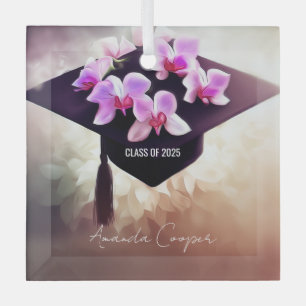 Stylish Unique Orchids Graduation Glass Tree Decoration