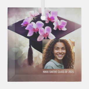 Stylish Unique Orchids Graduation Glass Tree Decoration