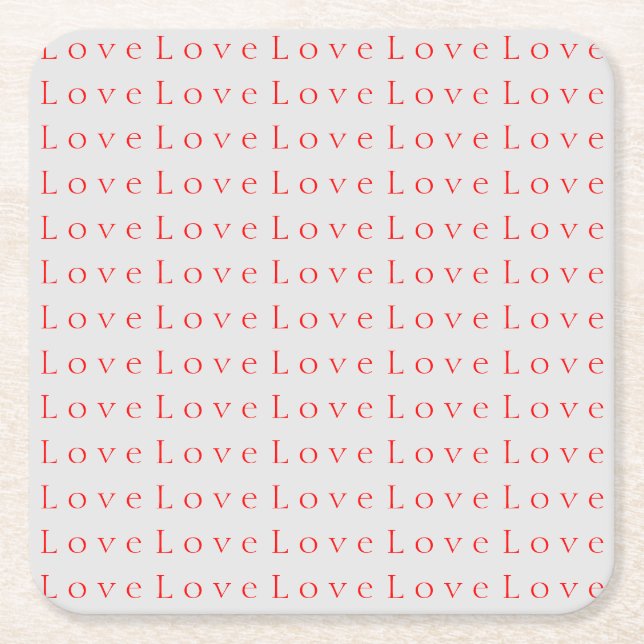 Stylish Unique Red Love Wedding Square Paper Coaster (Front)