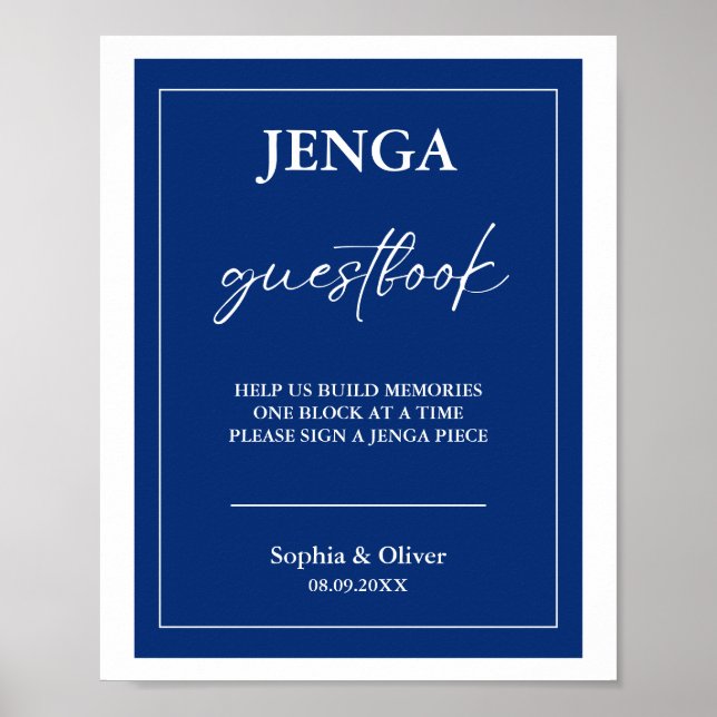 Stylish Unique Wedding Jenga Guest Book Sign (Front)